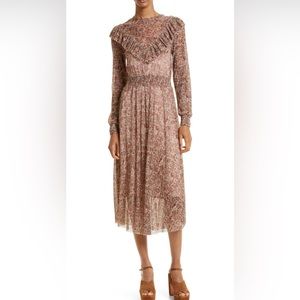 Ted Baker Debbix Floral Long Sleeve Fit and Flare Dress